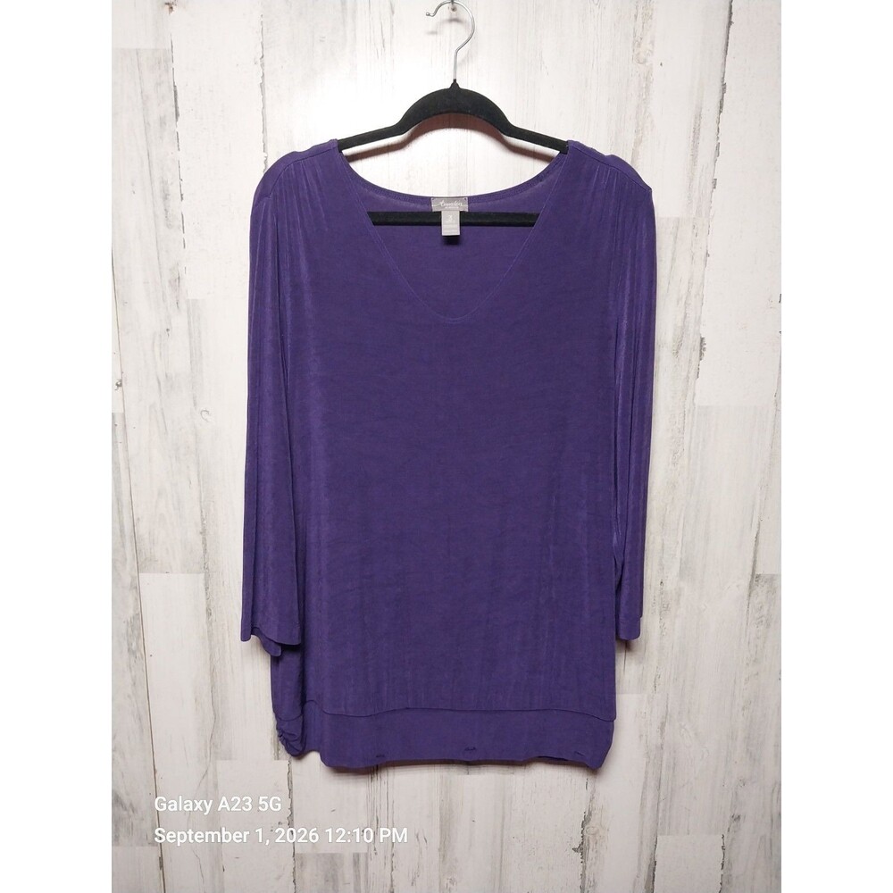 Chico's Travelers Women's XL Purple 3/4 Sleeve Tunic
